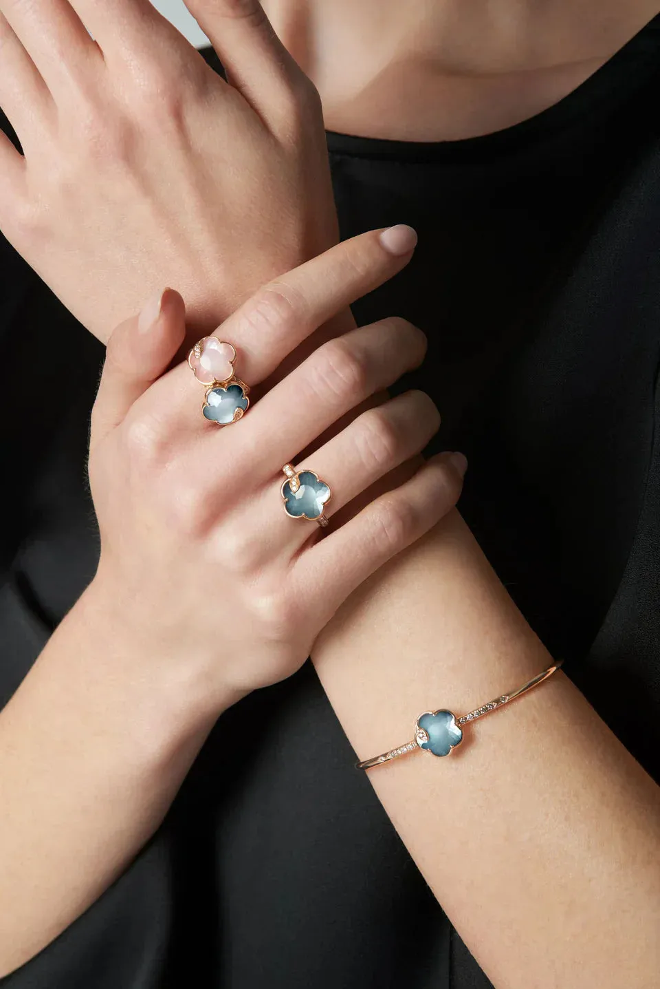 Pasquale Bruni Petit Joli Lunaire 18ct Rose Gold Pink Chalcedony Diamond Ring
