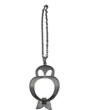 Pierre Cardin 1970's Pewter Owl Pendant Necklace