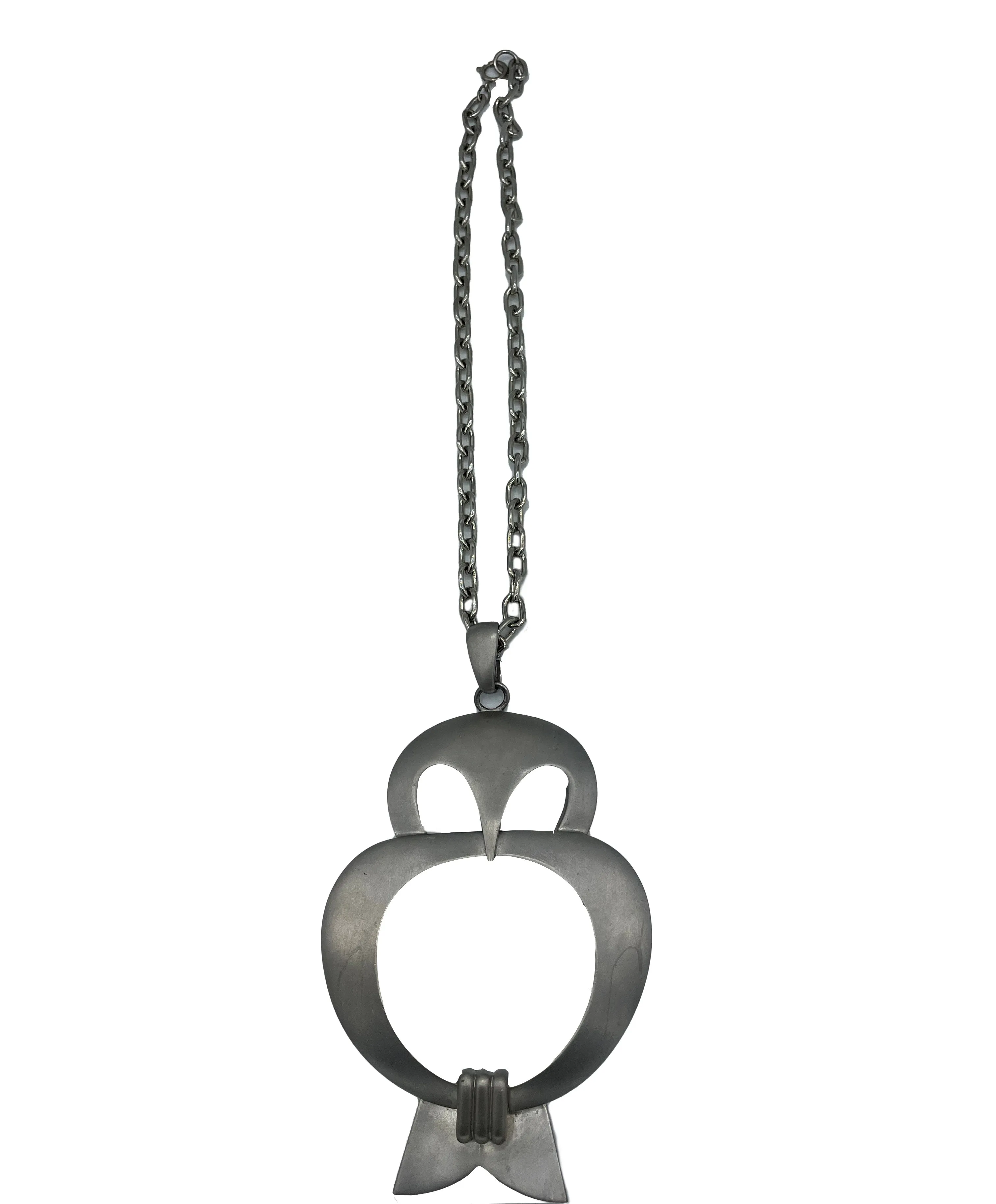 Pierre Cardin 1970's Pewter Owl Pendant Necklace