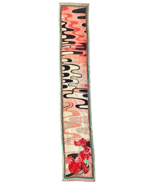 Pucci Pink and Pale Blue Abstract Iris Printed Long Silk Scarf