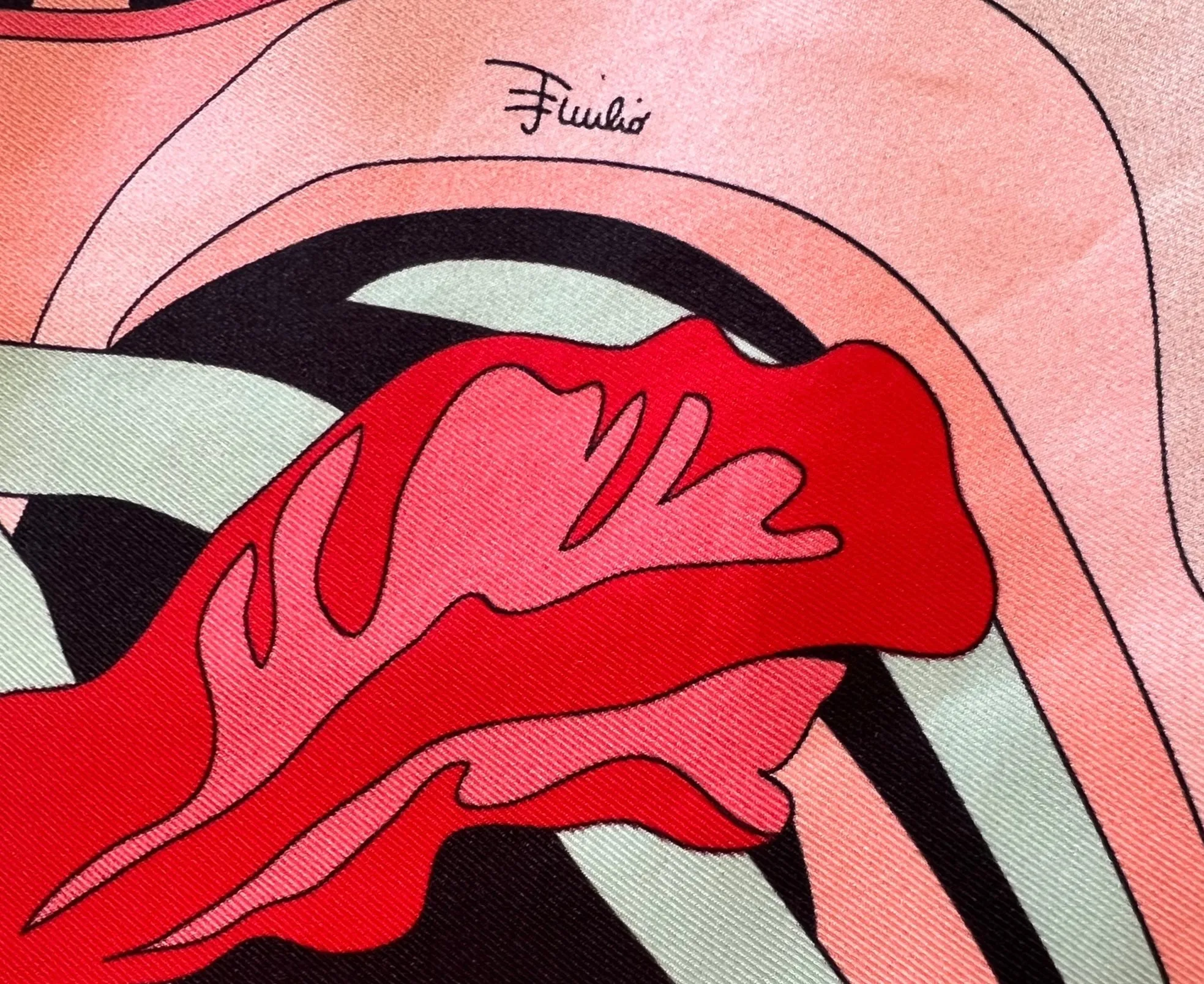 Pucci Pink and Pale Blue Abstract Iris Printed Long Silk Scarf