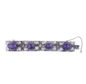 TAXCO 1940's Amethyst & 980 Silver Bracelet