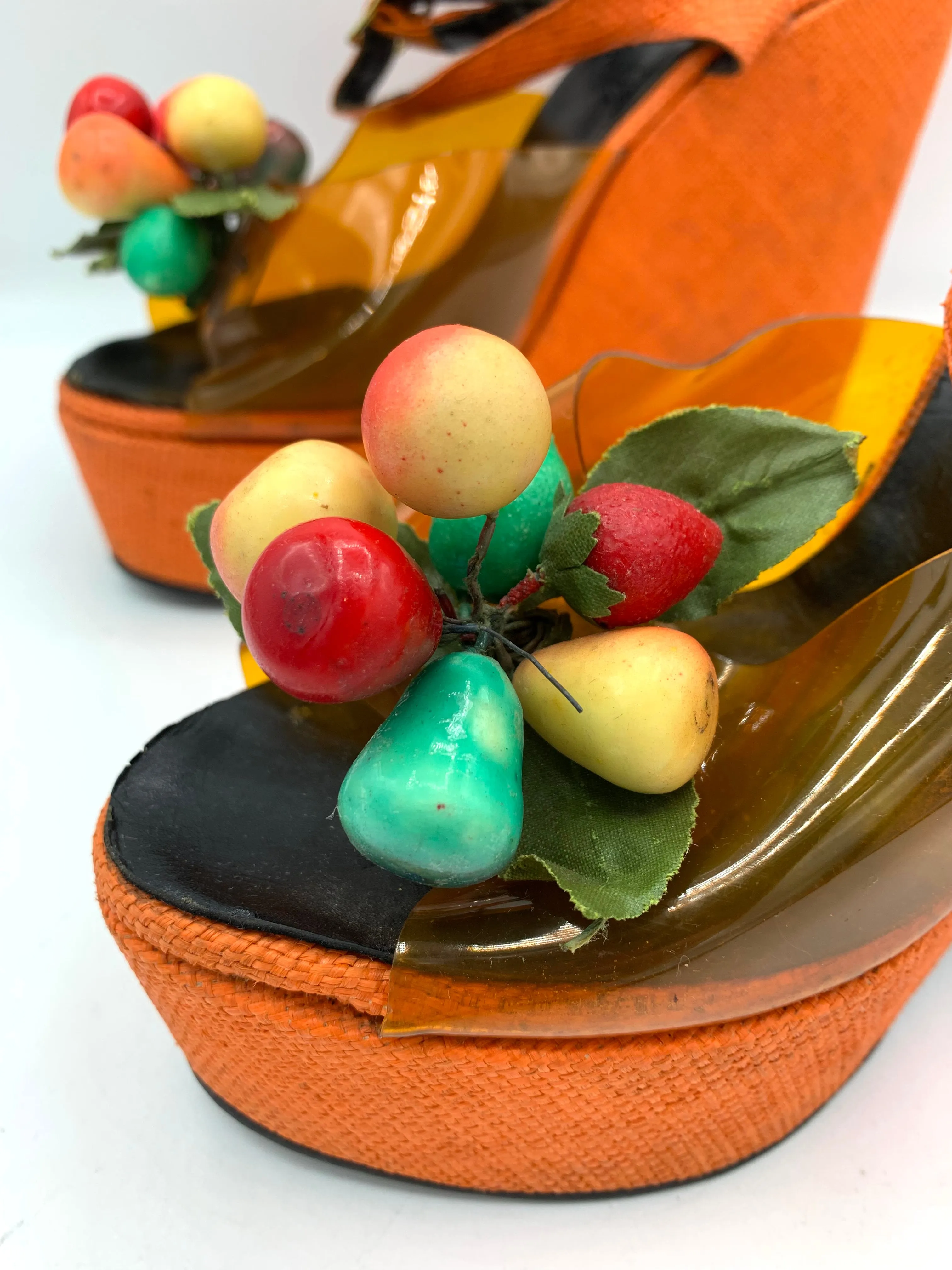 The Wonder Wedge Kimel 1970's Orange Wedge Platform Sandals