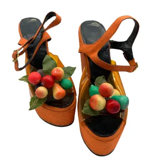 The Wonder Wedge Kimel 1970's Orange Wedge Platform Sandals