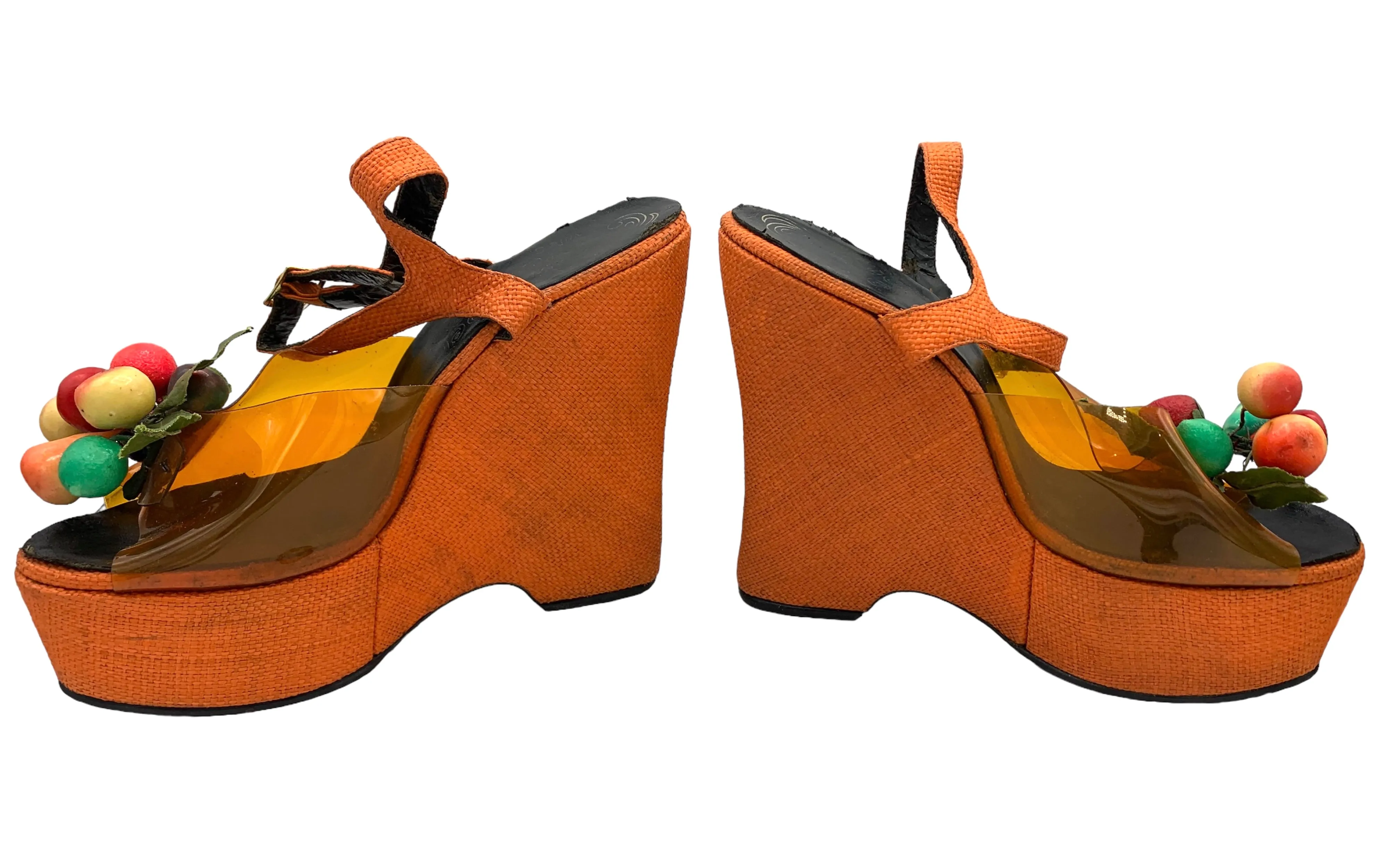 The Wonder Wedge Kimel 1970's Orange Wedge Platform Sandals