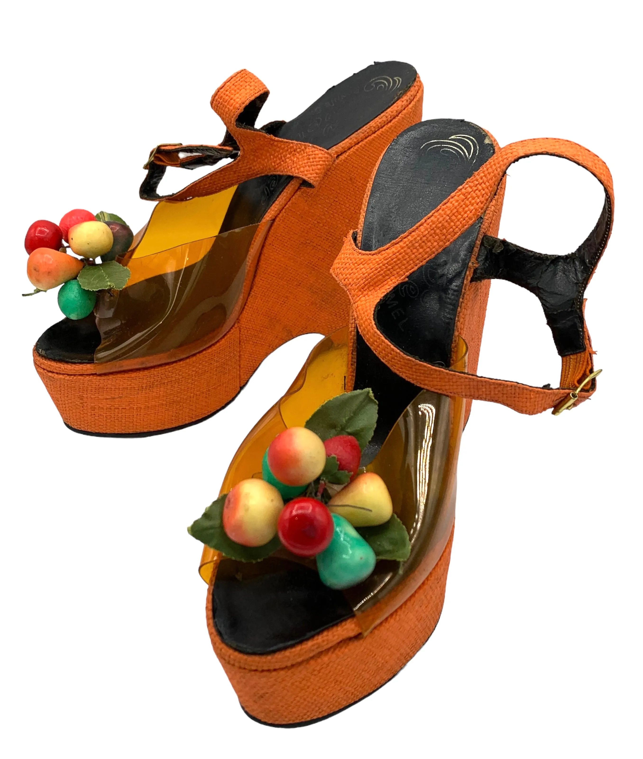 The Wonder Wedge Kimel 1970's Orange Wedge Platform Sandals
