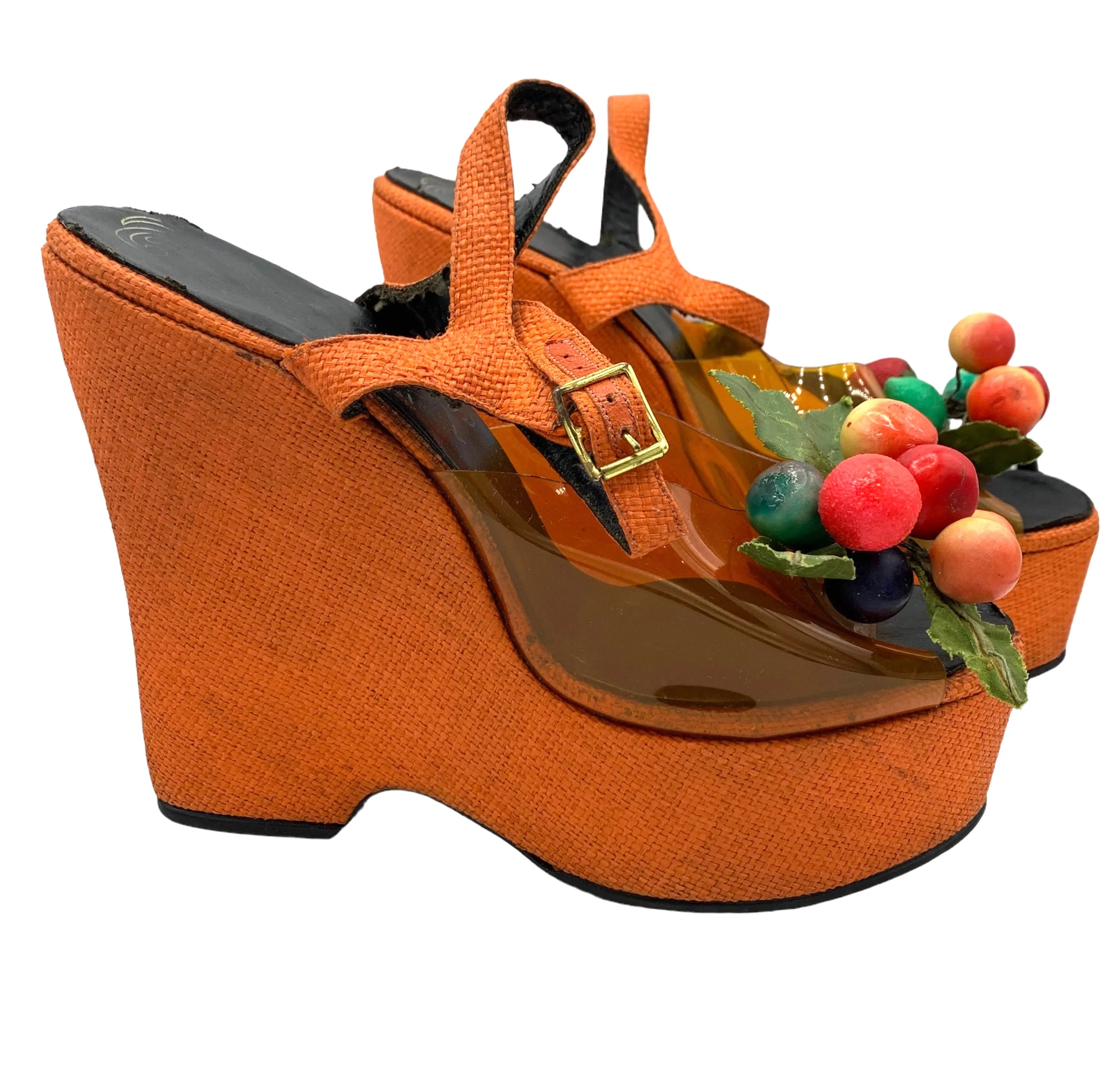 The Wonder Wedge Kimel 1970's Orange Wedge Platform Sandals
