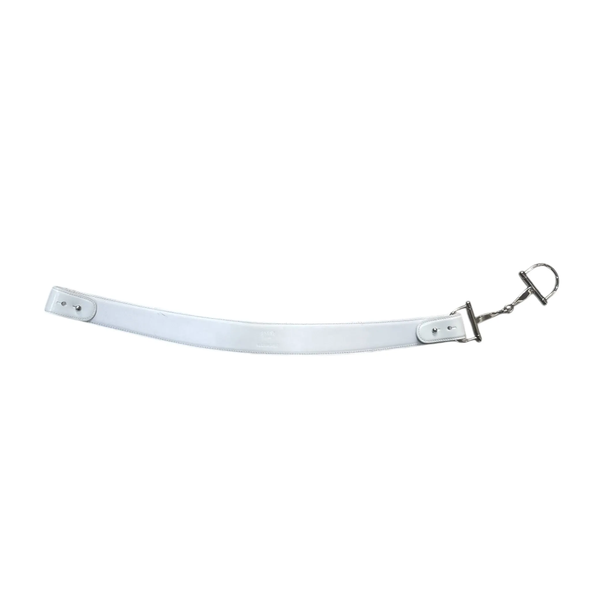 Tom Ford for Gucci F/W 1995 White Leather   Chrome Horse Bit Buckle Belt