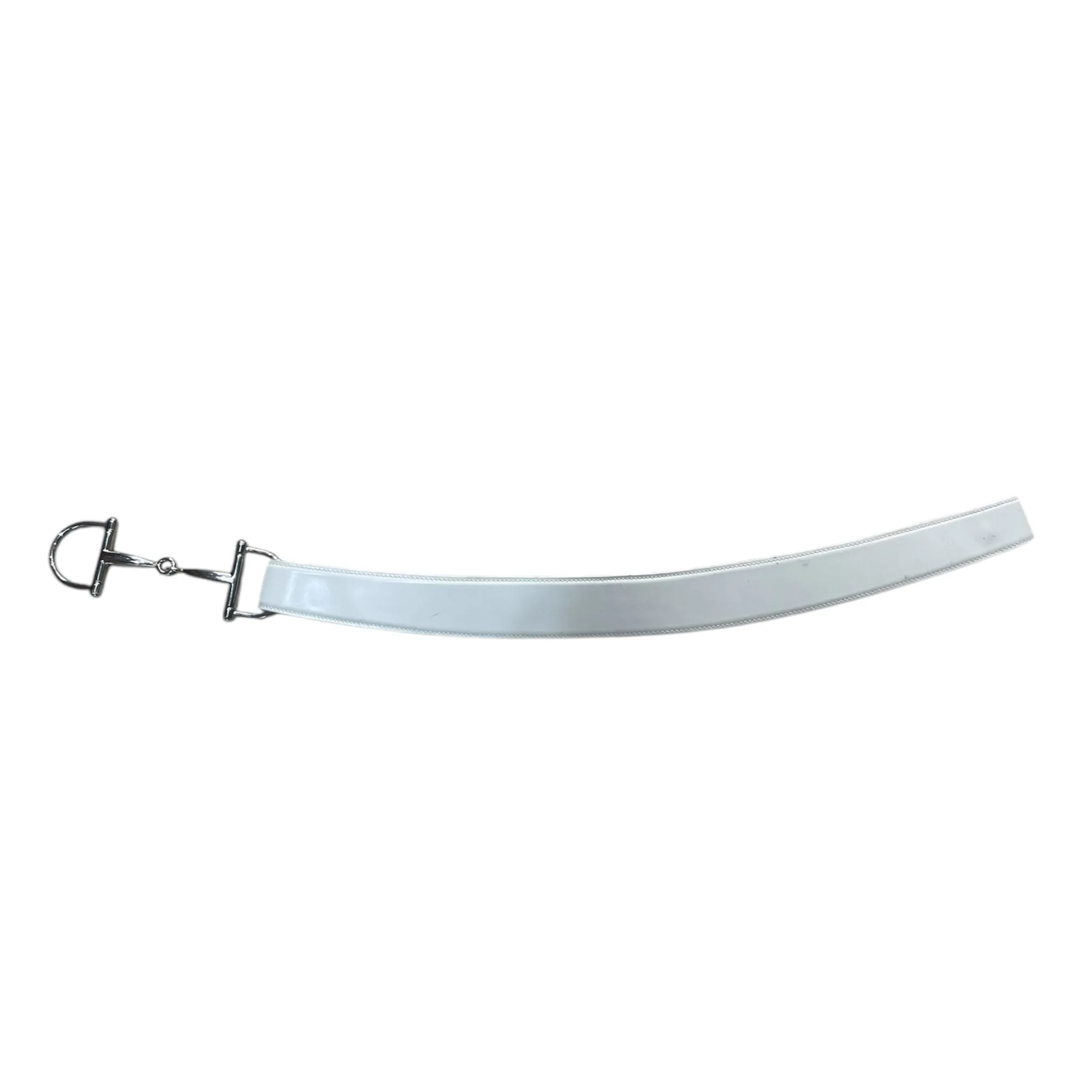 Tom Ford for Gucci F/W 1995 White Leather   Chrome Horse Bit Buckle Belt