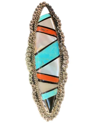 Zuni Sterling Silver Inlay Ring by Roderick Tenorio